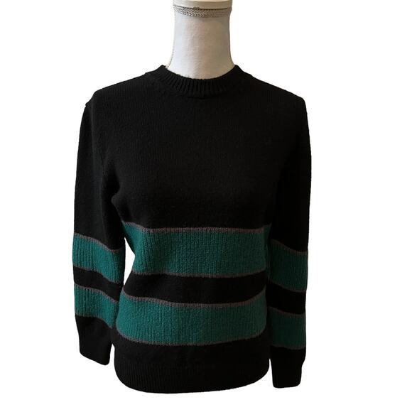 Moncler Maglione Tricot Girocollo Round Neck Jumper Sweater Black Green - Picture 1 of 12